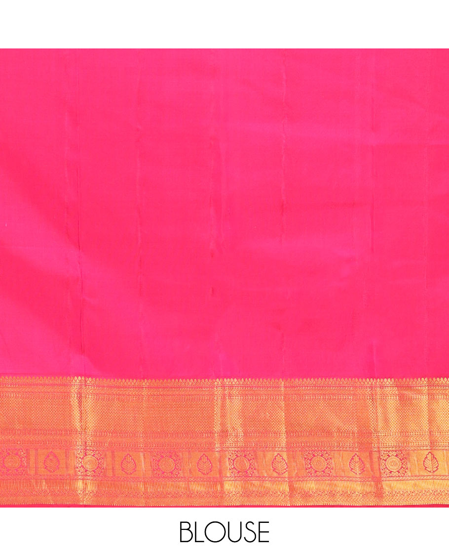 Pink Kanchipuram Wedding Silk Saree, Gracefully Embellished with Jacquard Design on Its Body, Highlighted by Zari Border of Kathir, Paiyaadi Kattam, Neli, and Zari Designs, Majestically Detailed Pallu, and Paired with a Matching Blouse