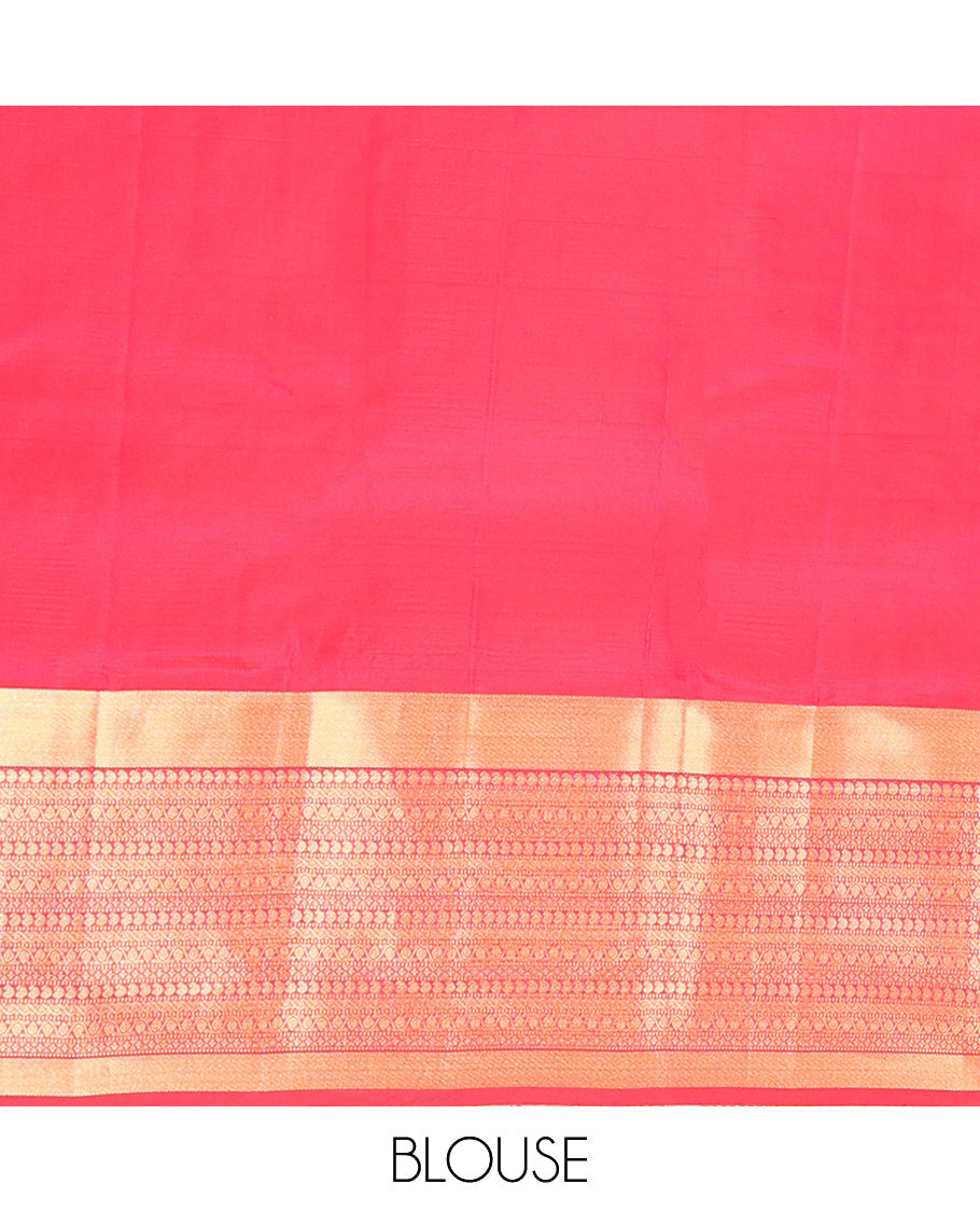 Pink Vasundhara Lite Silk Mix Saree, Decorated with Zari Buttas All Over Its Body, Highlighted by Zari Border of Manga, Muthu, Neli, and Kodi Visiry Designs, Grand Jaal Pallu and Paired with a Matching Blouse