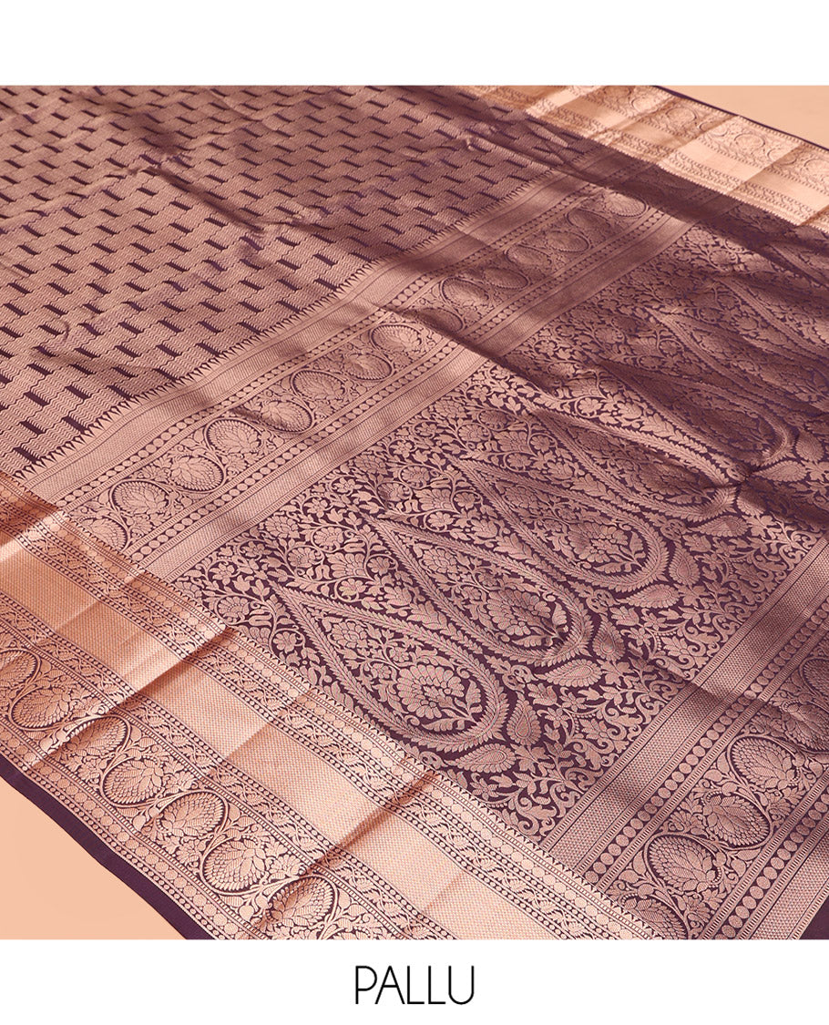 Purple Jacquard Design Kanchipuram Wedding Silk Saree