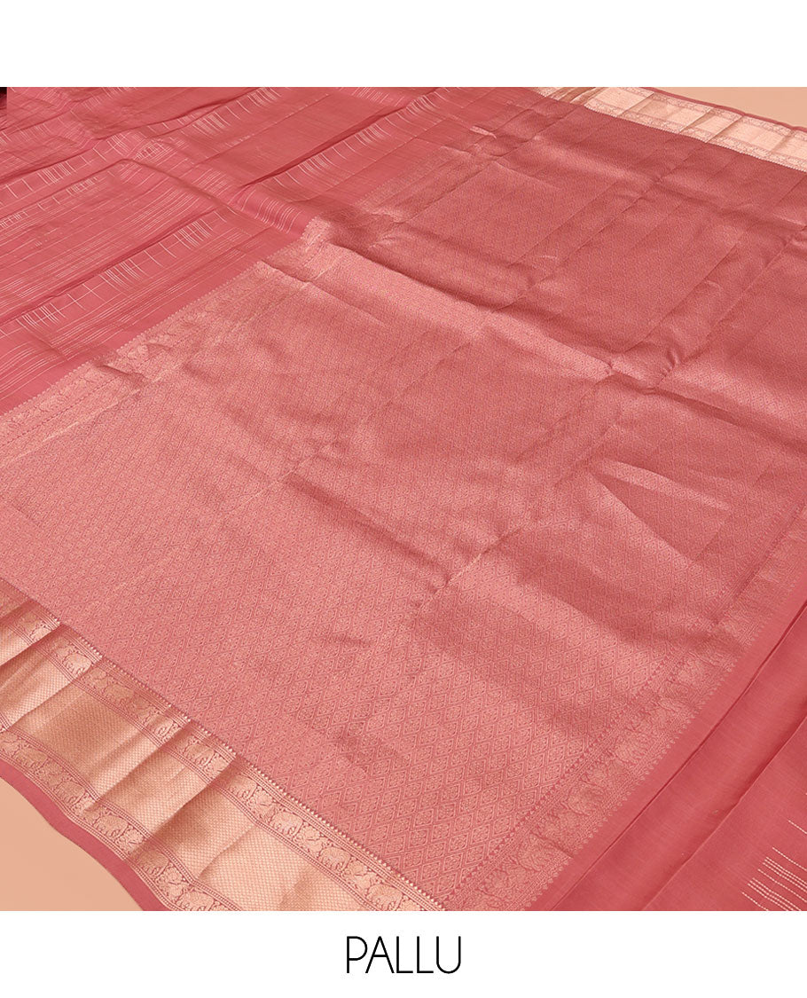 Pink Zari Checked Vasundhara Lite Silkmix Saree, a Mayil-Yaanai Border, Jaal Pallu, Matching Blouse