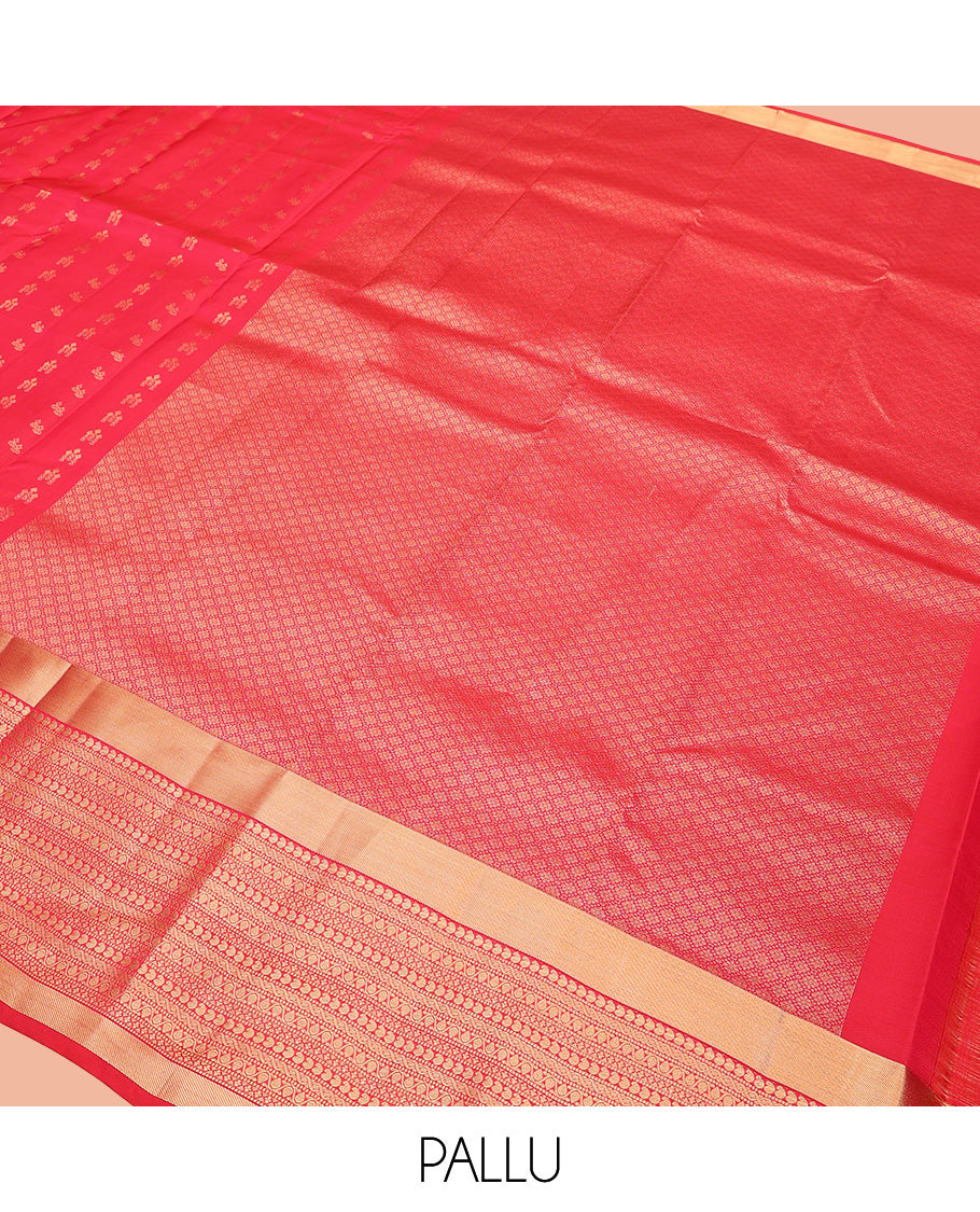 Pink Vasundhara Lite Silk Mix Saree, Decorated with Zari Buttas All Over Its Body, Highlighted by Zari Border of Manga, Muthu, Neli, and Kodi Visiry Designs, Grand Jaal Pallu and Paired with a Matching Blouse