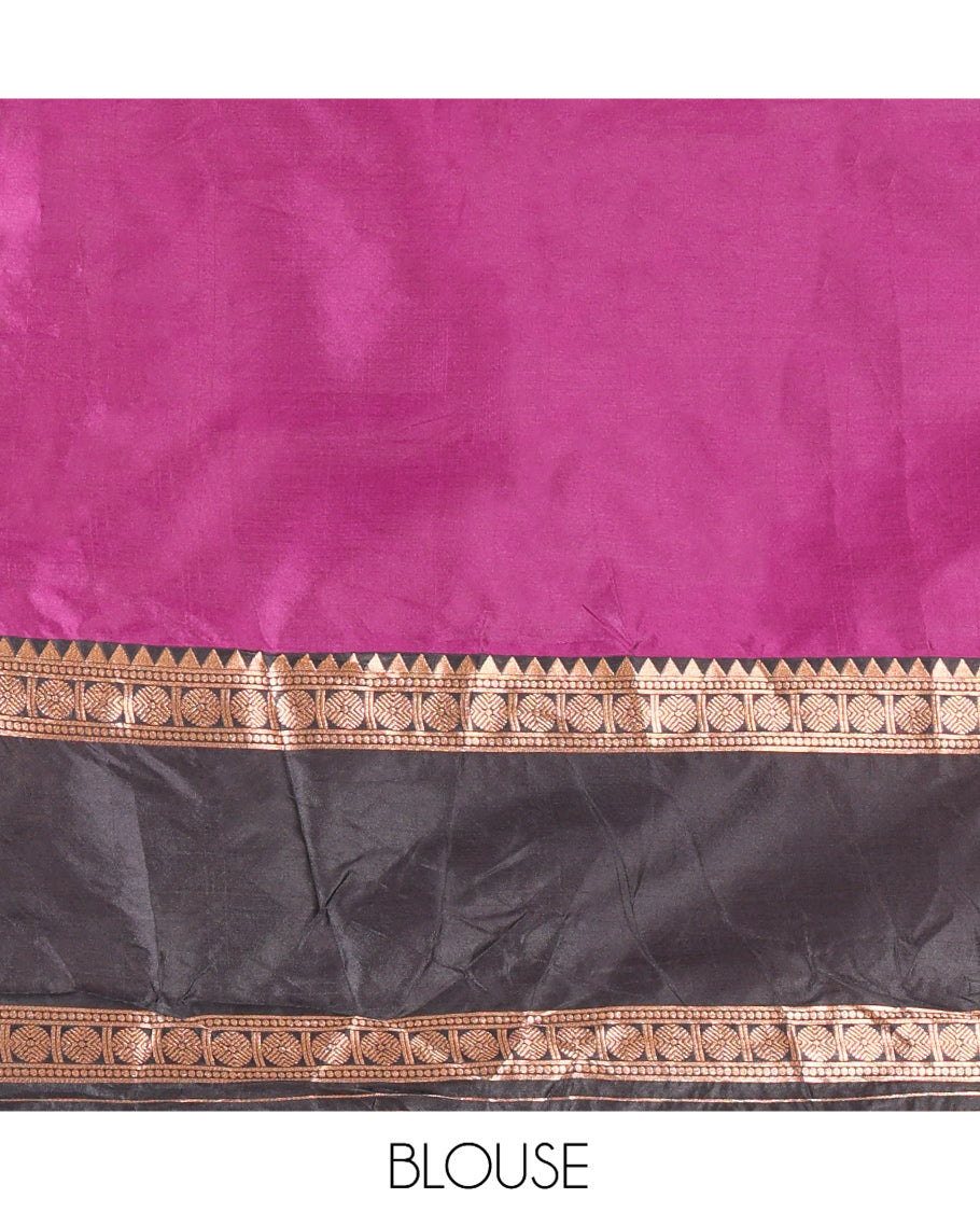 Dark Purple Semi-Silk Half-Saree