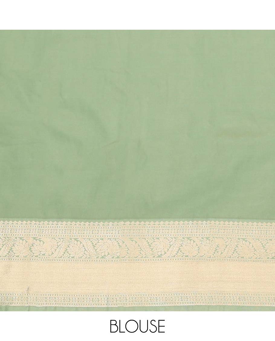 Blue Budget Silk Saree, Decked Up with Zari Buttas All Over Its Body, Complemented by a Contrast Traditional Zari Design Border, Intricately Designed Pallu, and Paired with a Contrast Blouse