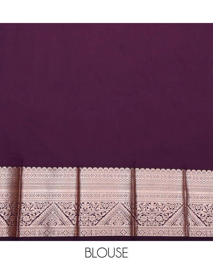 Blue Budget Silk Saree, Embellished with Leaf Buttas, Complemented by a Contrast Traditional Zari Border, Grand Pallu, and a Contrast Blouse