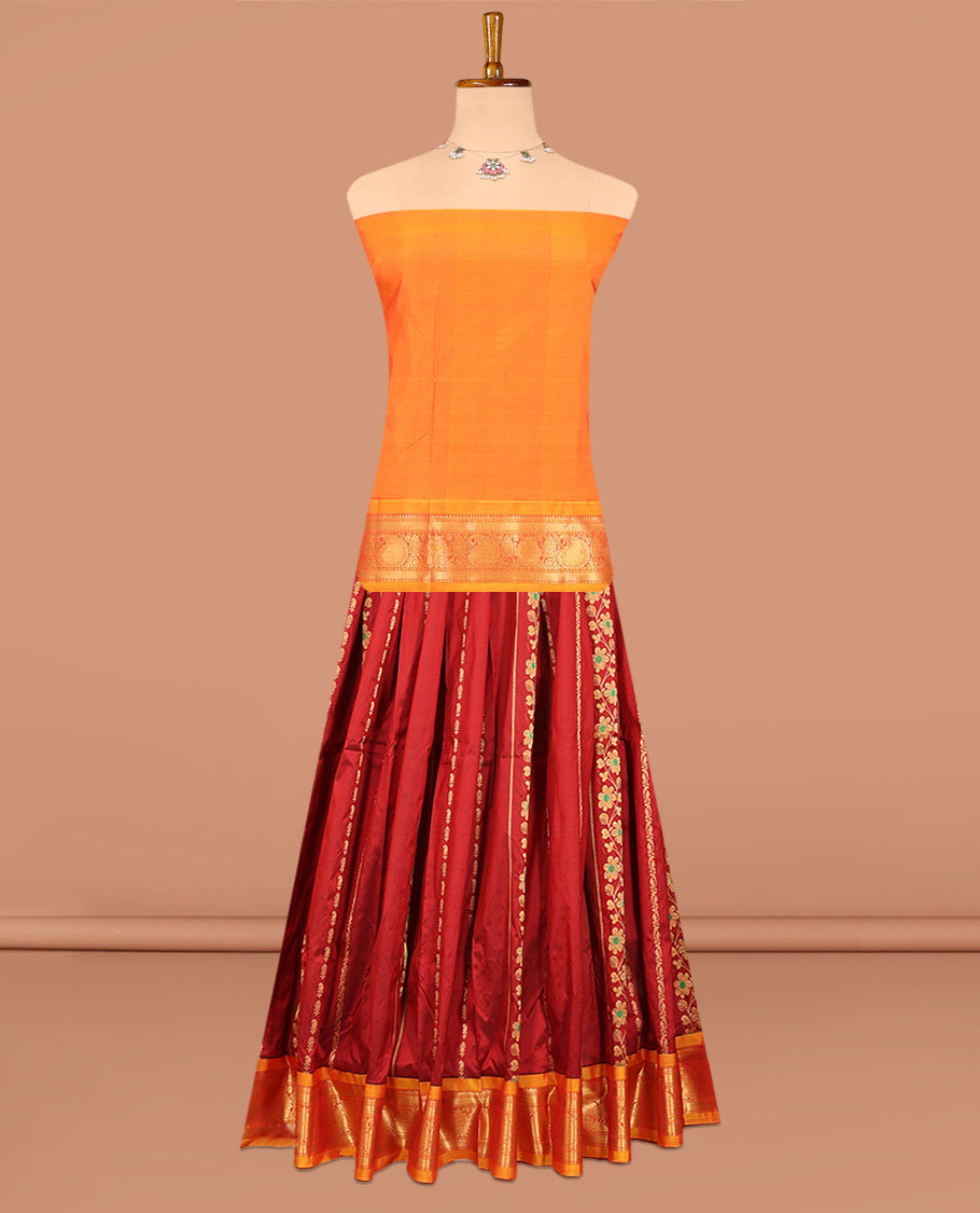 Maroon Pure-Silk Half-Saree