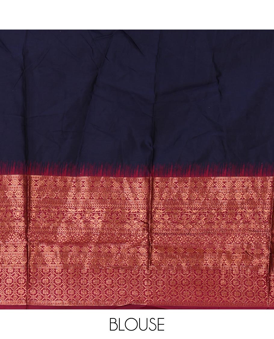Navy blue taffeta silk material chudidar,plain skirt,contrast temple traditional zari border,zari design blouse & zari border georgette dhavani