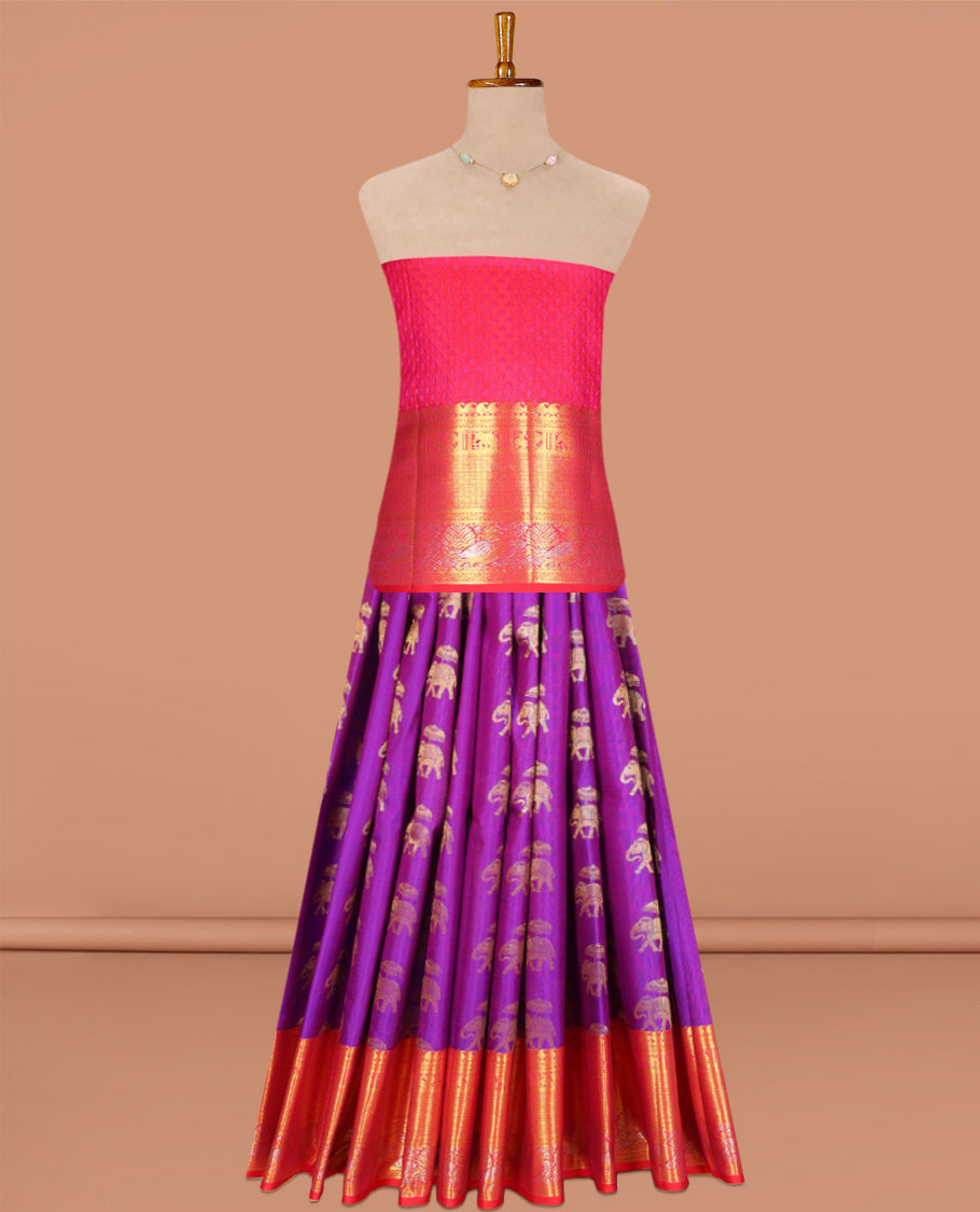 Violet Pure Silk Navarathna Pavadai Material Set