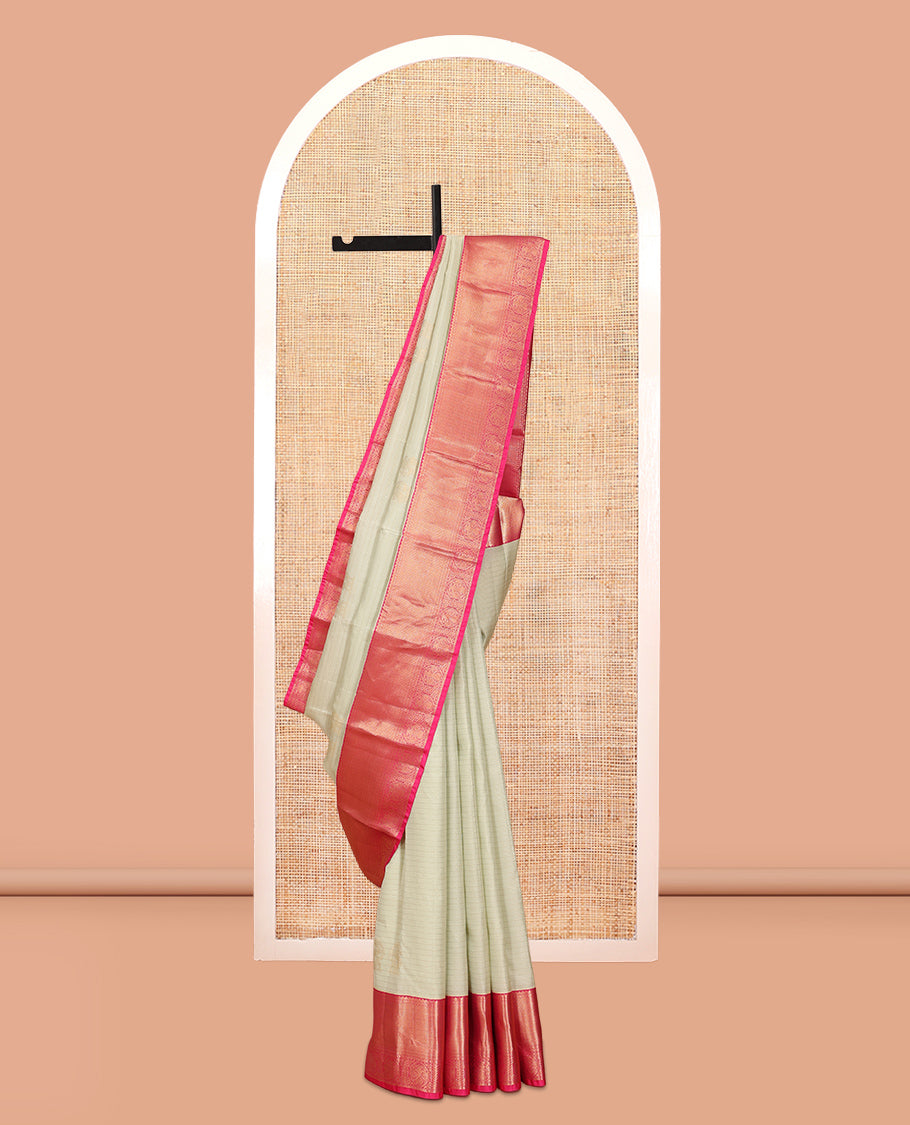 Cream Zari Design Vasundhara Lite Silk Mix Saree, a Contrast Iruthalai Pakshi Border, Intricate Pallu, a Contrast Blouse