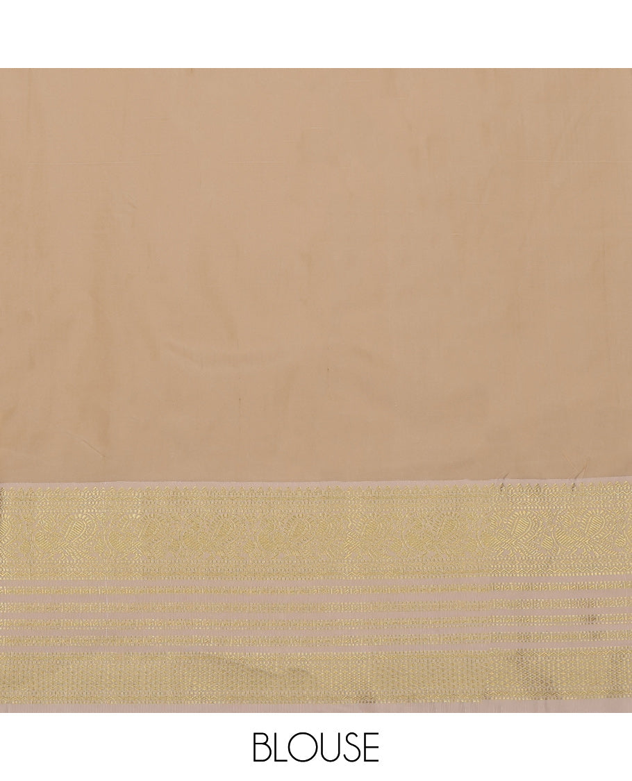 Yellow Budget Silk Saree, Sparsely Woven with Zari Buttas and Zari Checked on Its Body, Complemented by a Contrast Traditional Zari Design Border, Grand Pallu, and Paired with a Contrast Blouse