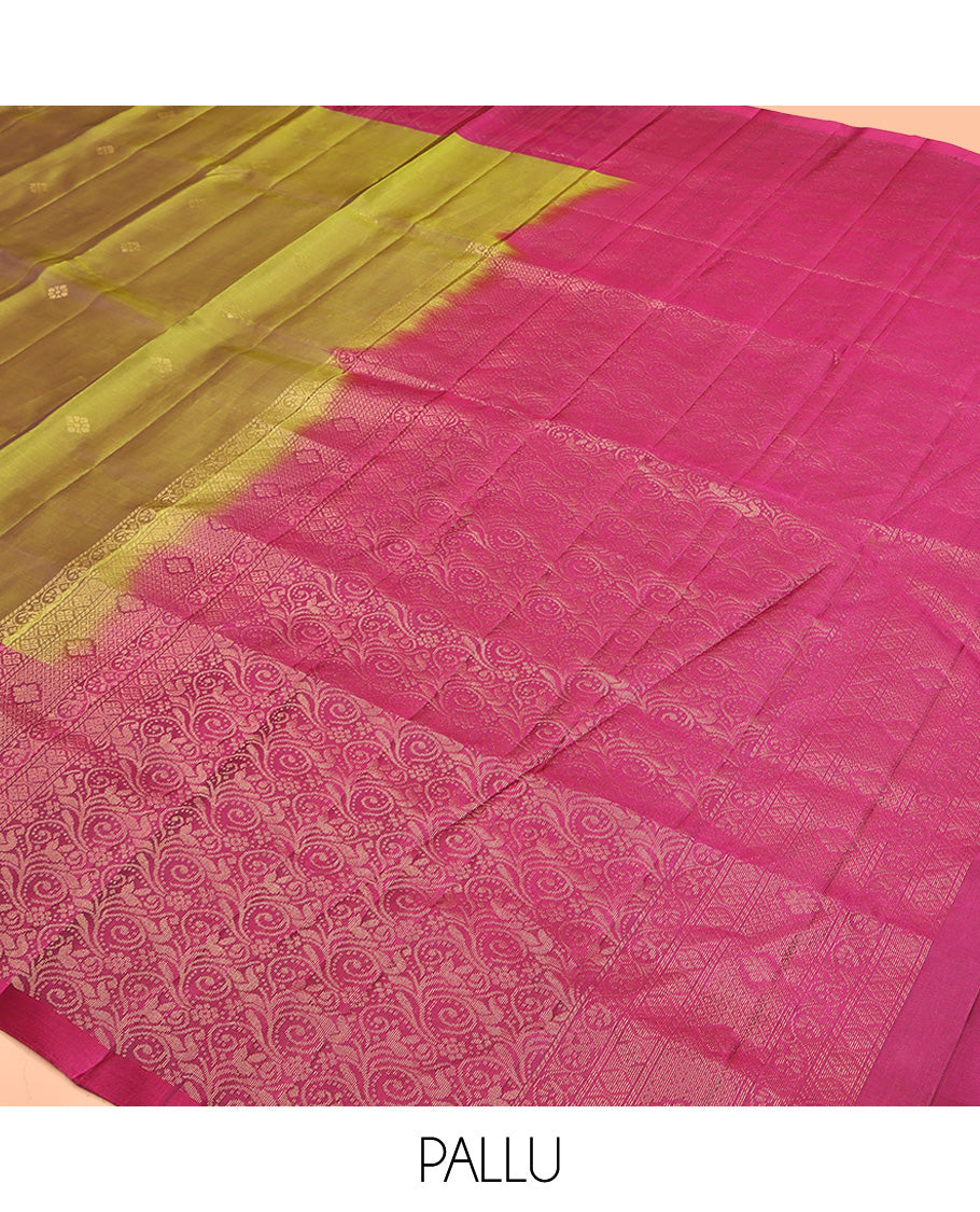 Green Mayuri Lite Silk Mix Saree, Graced with Zari Buttas All Over Its Body, Complemented by a Contrast Geometric Patterned Border, Grand Pallu, and Paired with a Contrast Blouse