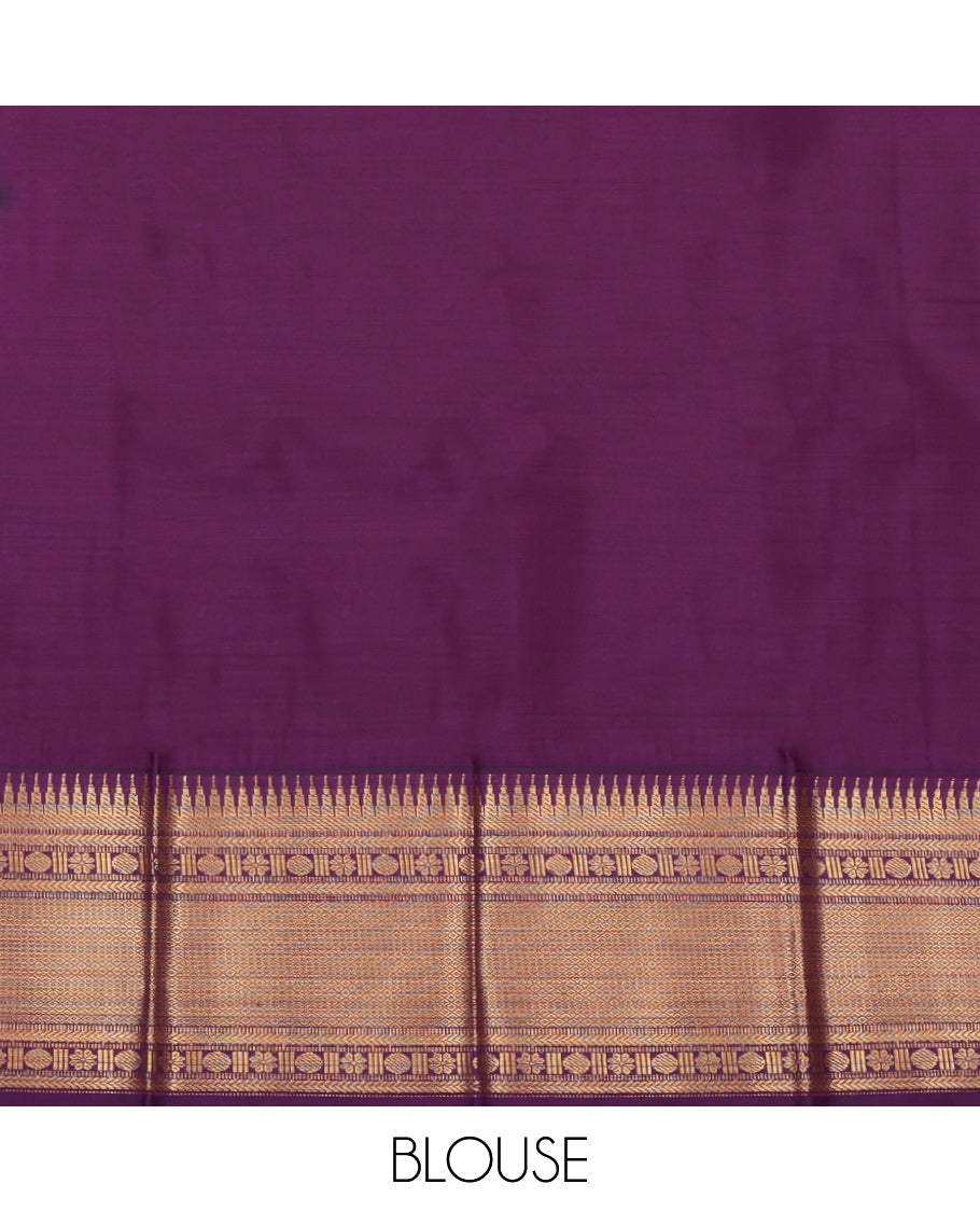 Green Budget Silk Saree, Ornamented with Zari Buttas, a Contrast Traditional Zari Border, Intricate Pallu, and a Contrast Blouse