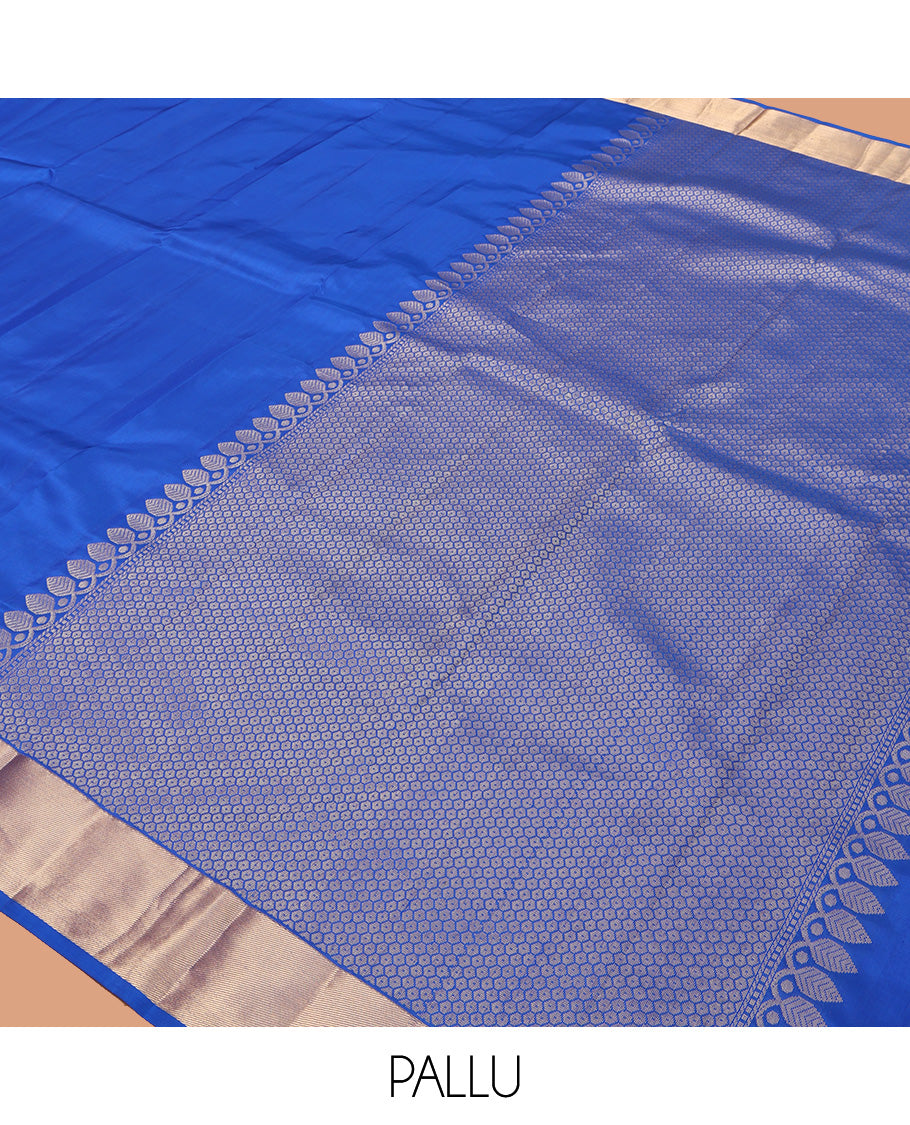 M.S Blue Plain Kanchipuram Silk Saree