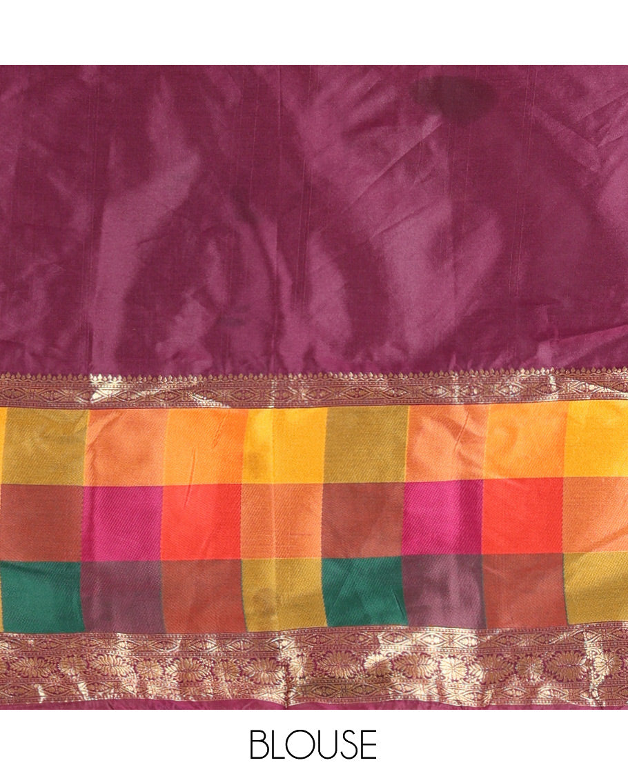 Wine Semi-Silk Half-Saree