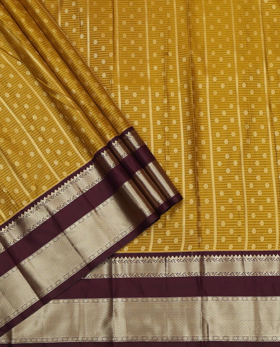 Mustard Art Silk Pavadai Material Set