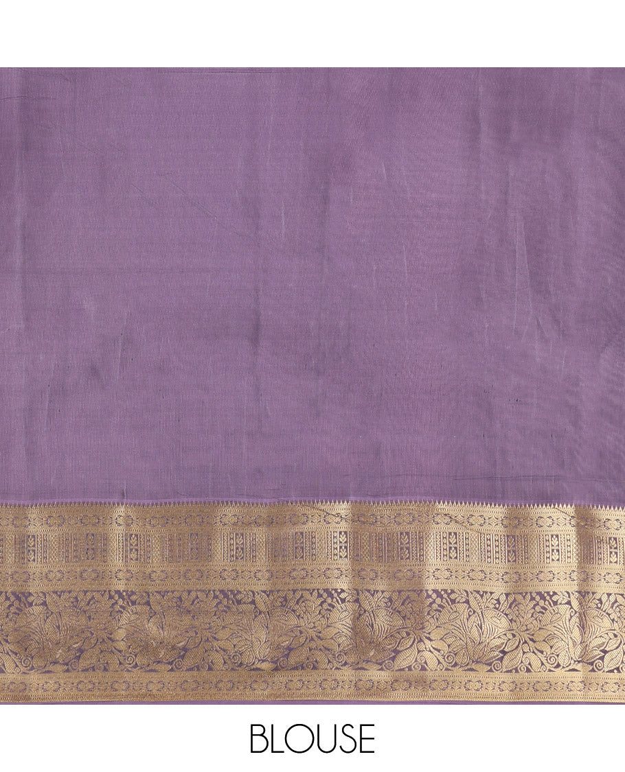 Brown Vasundhara Lite Silk Mix Saree, Adorned with Zari Buttas, a Contrast Temple Traditional Zari Border, an Intricate Pallu, and a Contrast Blouse