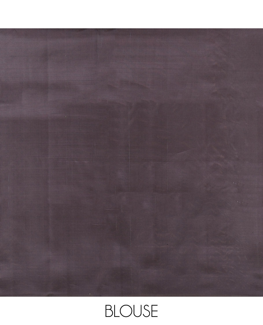Black Mayuri Lite Silk Mix Saree, Subtly Woven with Zari Buttas, Complemented by Contrast Border, Pallu of Geometric Patterns and a Contrast Blouse