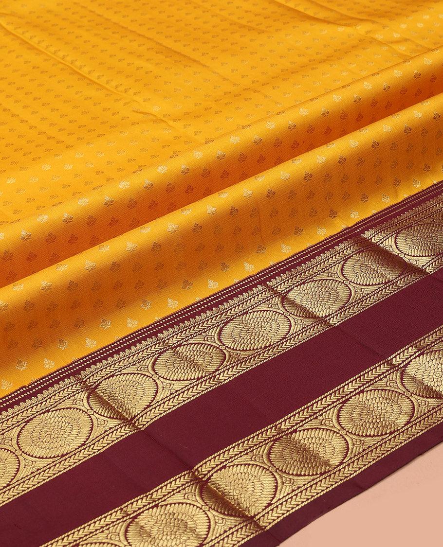 Yellow Pure-Silk Half-Saree