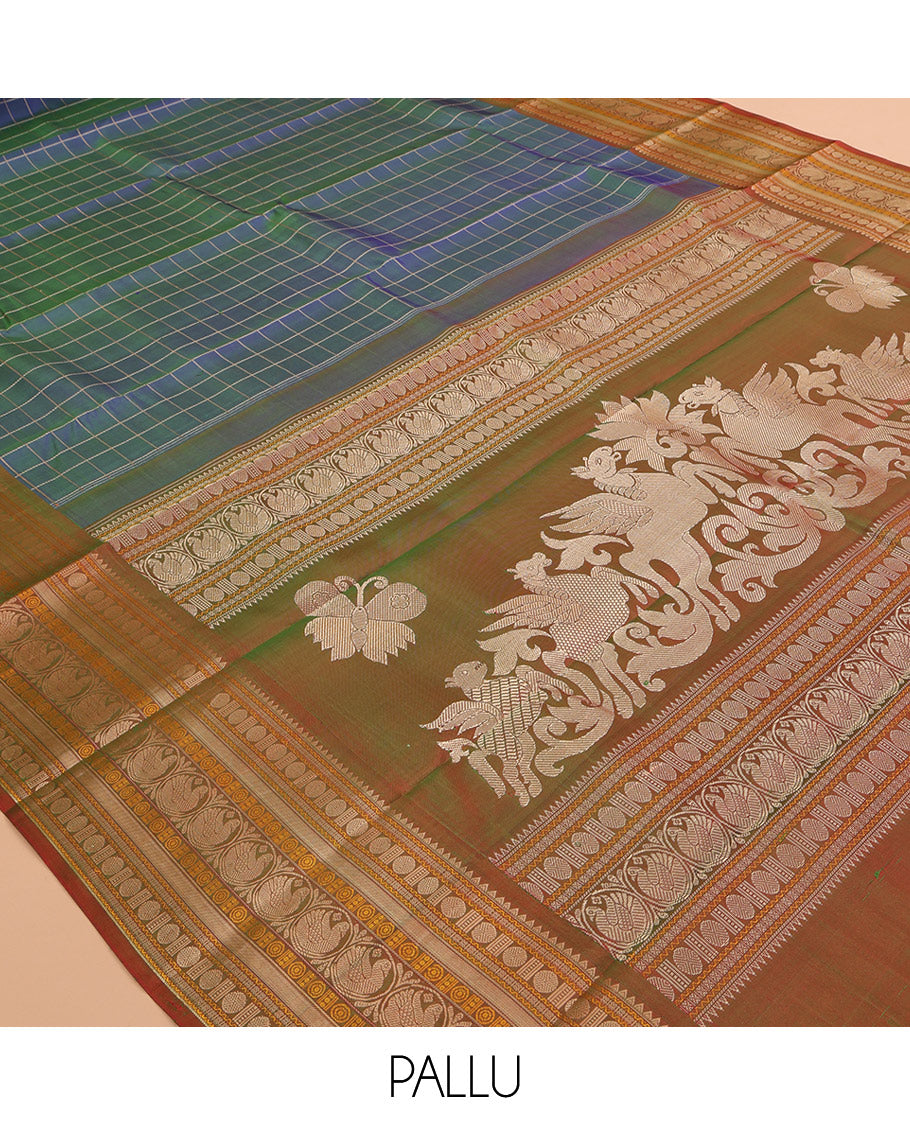 Blue Kanchipuram Chettinad Saree