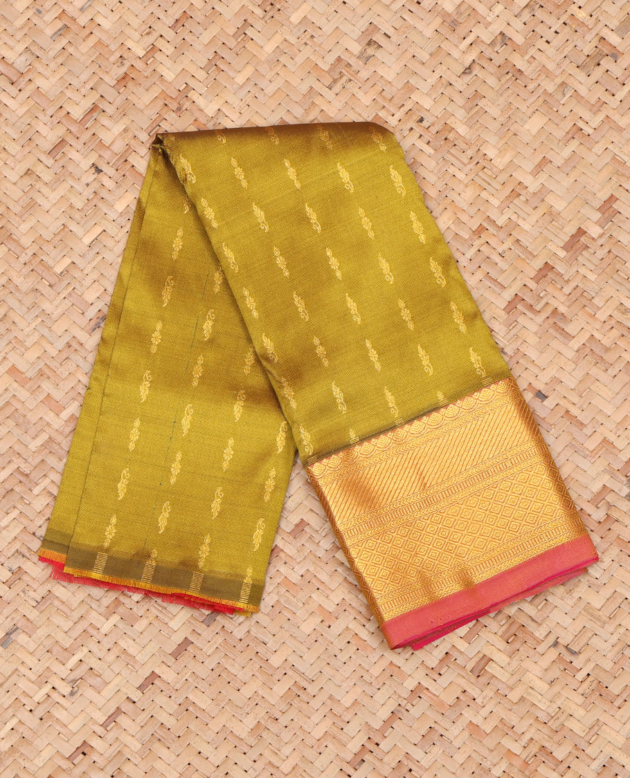 Green Pure Silk Navarathna Pavadai Material Set