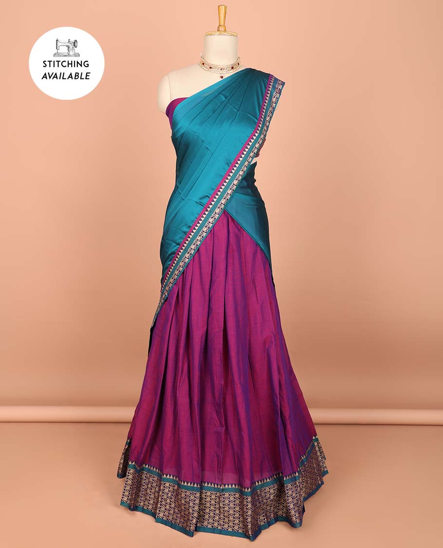 Women Pink Brocade Woven Zari Design Saree With Unstitched Blouse main image 1