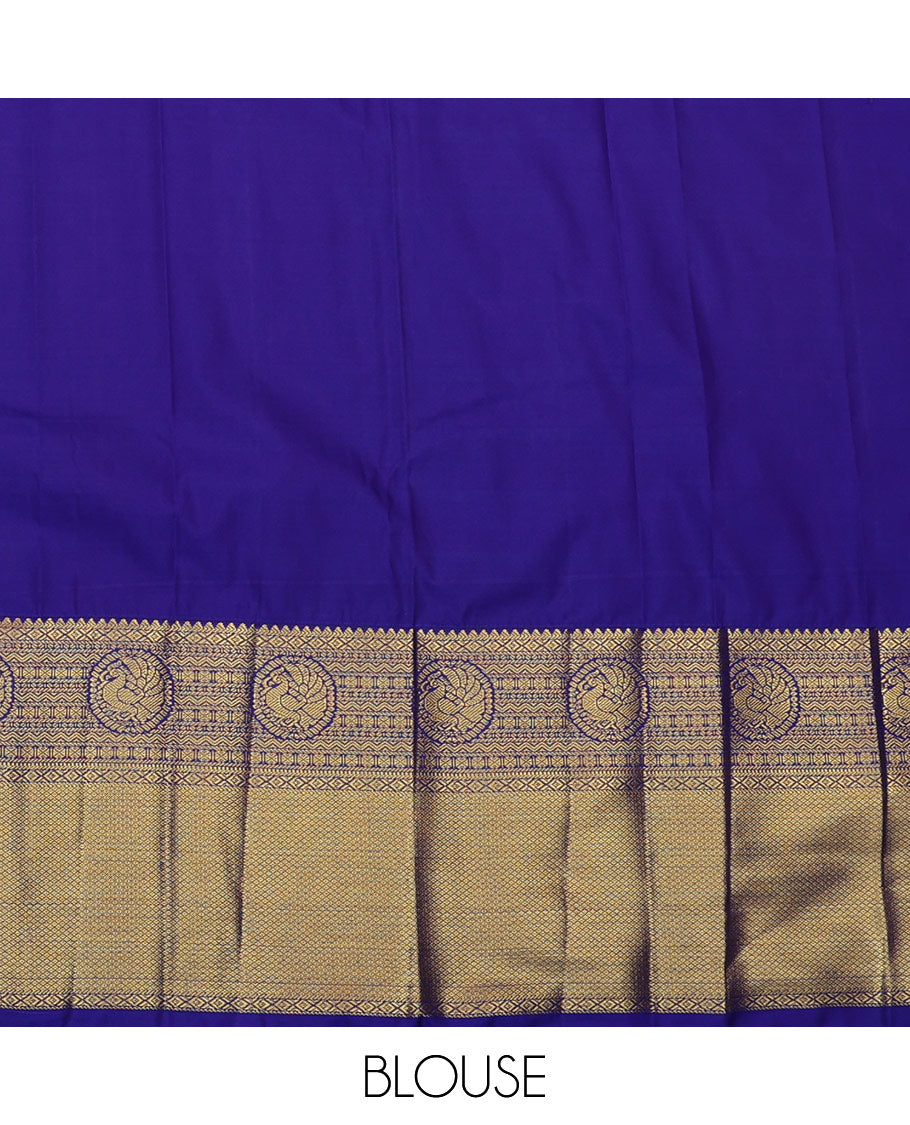 Orange Budget Silk Saree Highlighted with Zari Stripes and Floral Buttas, Accentuated by a Contrast Traditional Zari-Designed Border, Featuring a Pallu Elevated with Jaal Design, Paired with a Contrast Blouse