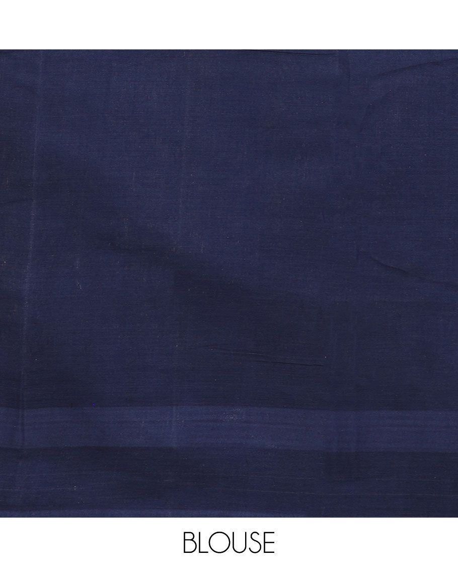 White chevron with buttas Kanchi cotton saree, contrast border, and pallu steeped with paisleys