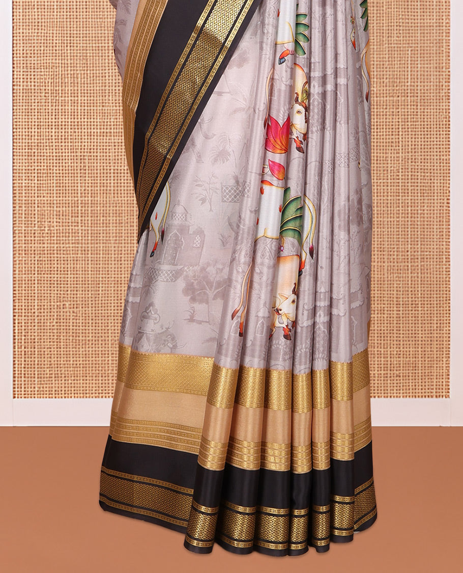 Grey Mysore Silk Saree