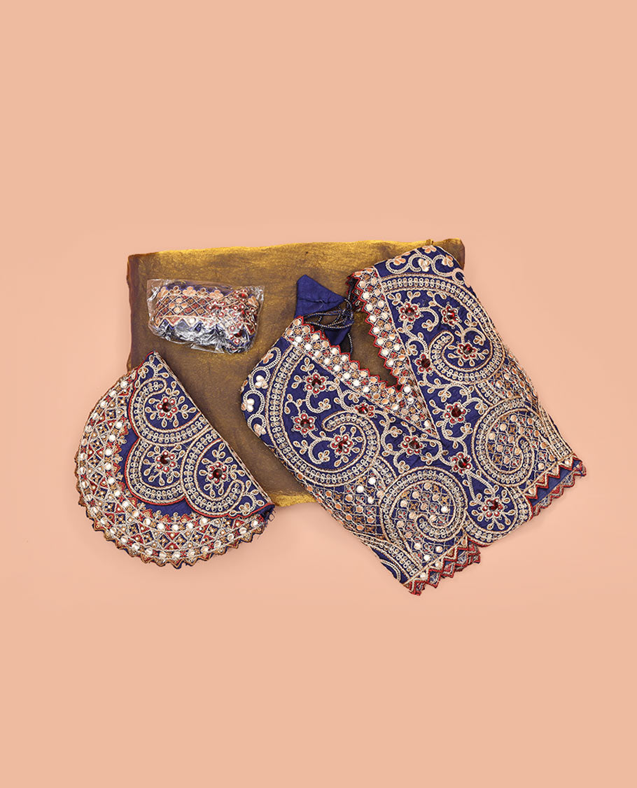 Mehenthi Green Plain Party Wear Designer Saree, Complemented with a Contrast V-Neck Heavy Embroidered Elbow Sleeve Readymade Blouse, Detachable Embroidered Belt, and a Free Embroidered Flap Sling Bag