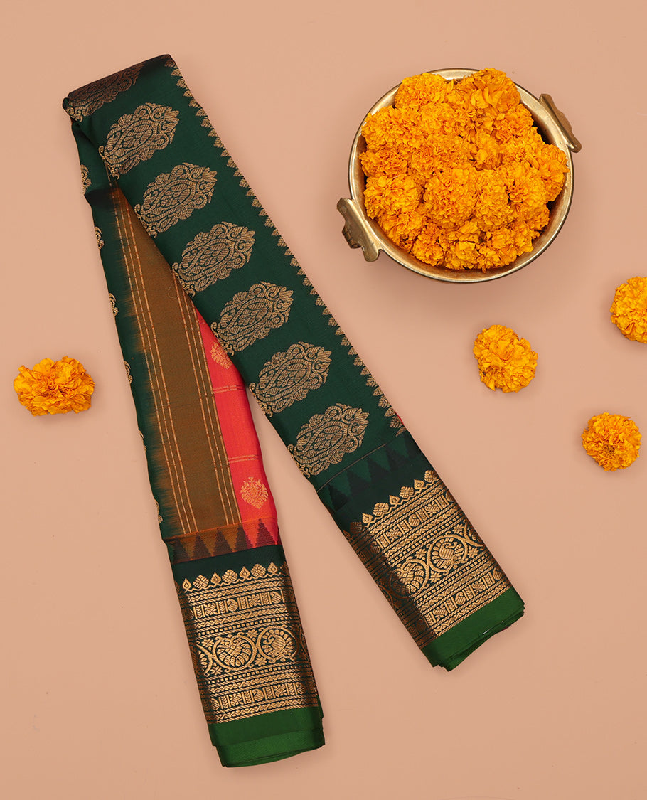 Orange Gadwal Silk Saree