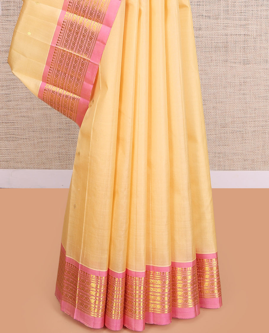 Sandal Zari Butta Kanchipuram Silk Saree
