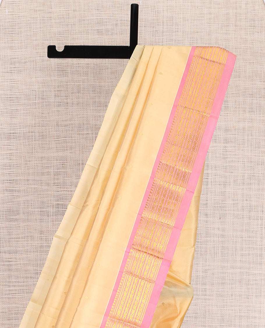 Sandal Zari Butta Kanchipuram Silk Saree