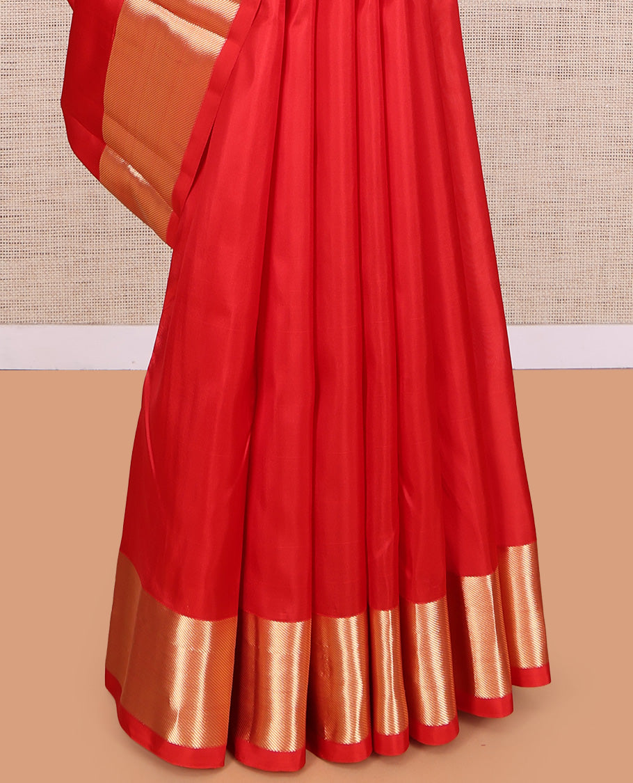 Red Plain Kanchipuram Silk Saree