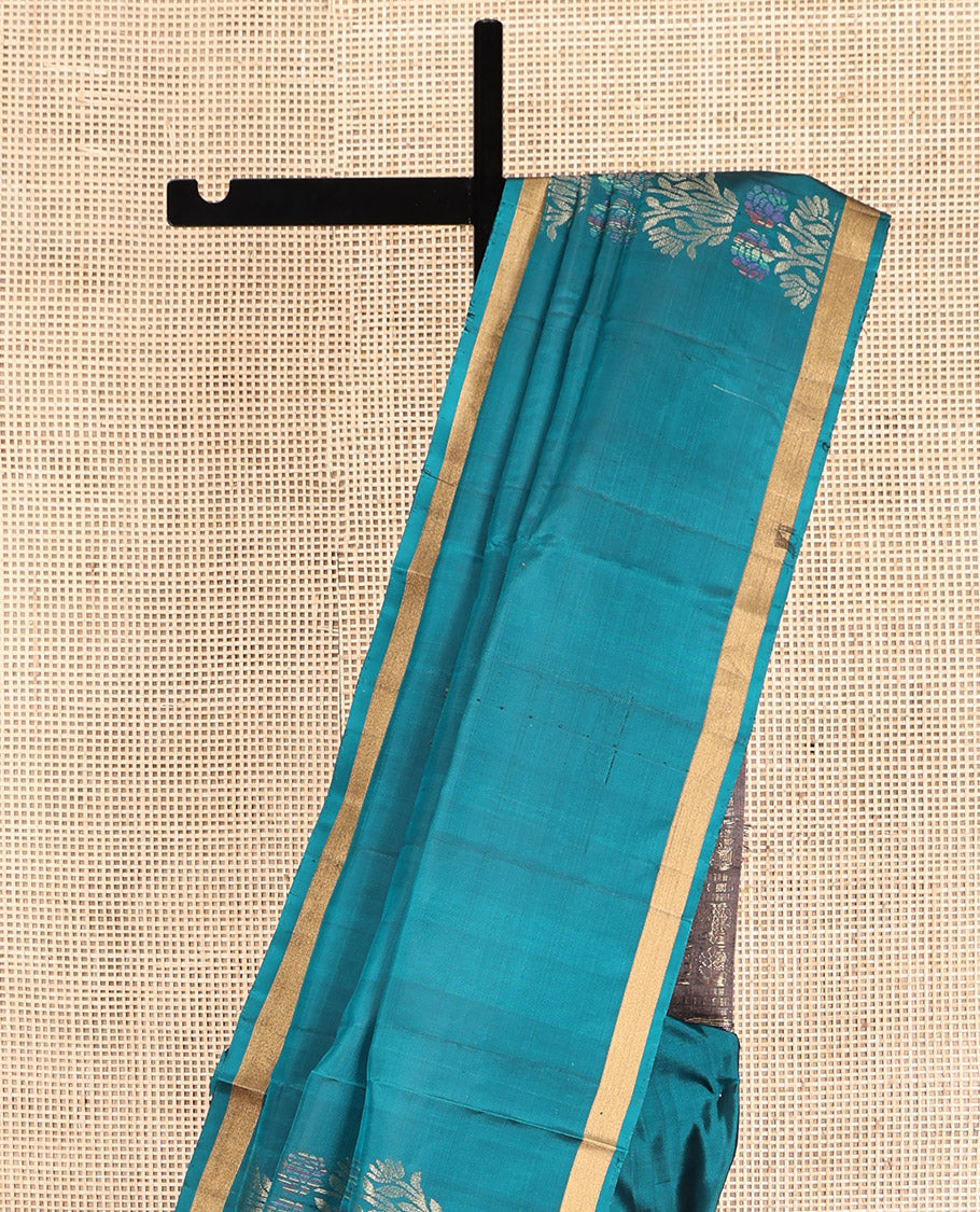Rama Mayuri Lite Silk Mix Saree, Subtly Woven with Zari Buttas, a Subtle Piping Zari Border, Contrast Intricately Woven Pallu and a Contrast Blouse