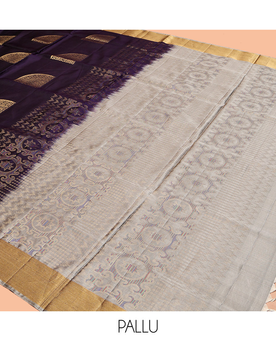 Blue Mayuri Lite Silk Mix Saree, Enriched with Zari Buttas, Contrast Bavanji Border, Contrast Intricate Pallu and a Contrast Blouse