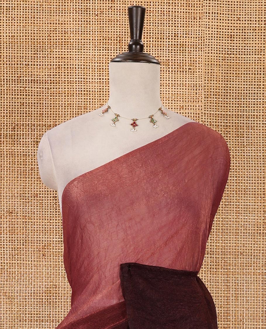 Borderless dark lavender-purple ombre-style 2d pattern dyed Fendy Crush saree, plain blouse