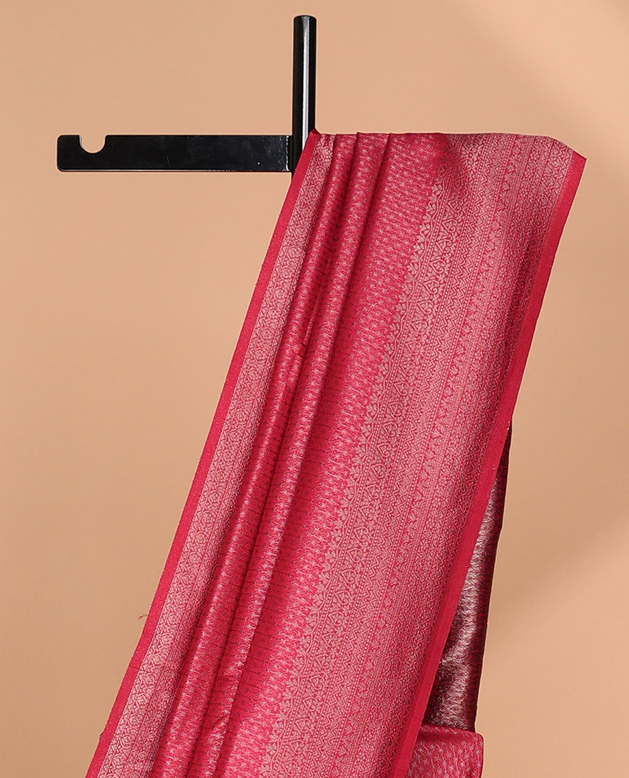 Maroon antique zari weaving softy silk saree with antique zari border & small zari butta blouse