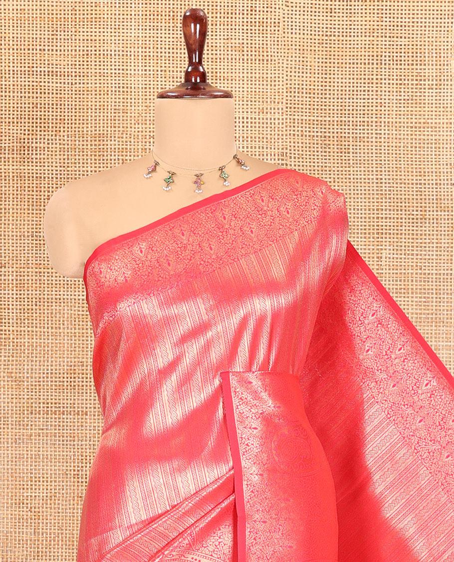 Rani Pink Elite Soft Silk Saree Features Jacquard Design, a Zari Border, Paisley Pallu, Matching Blouse
