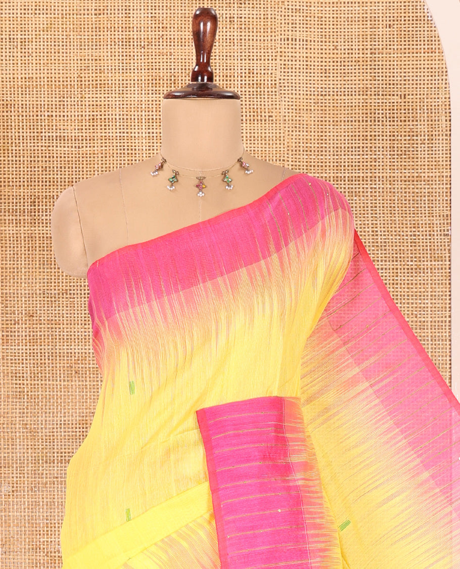 Yellow Khadi Linen Saree