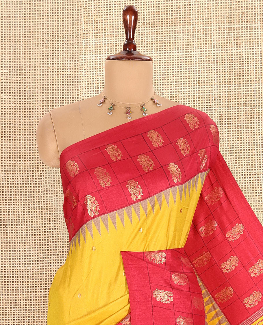 Mustard Dola Tussar Saree
