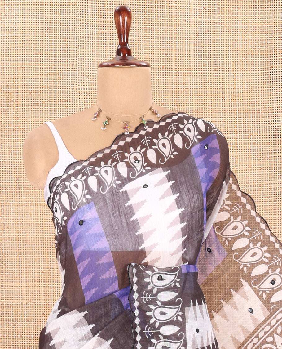 Violet Linen Cotton Saree