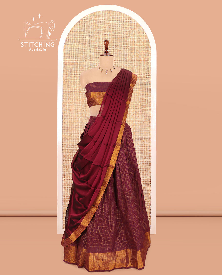 Maroon Sungudi Cotton Half-Saree