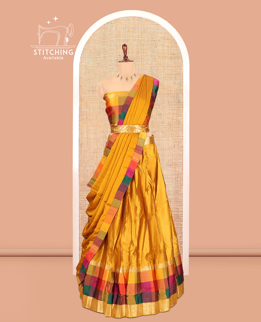 Mustard Semi-Silk Half-Saree