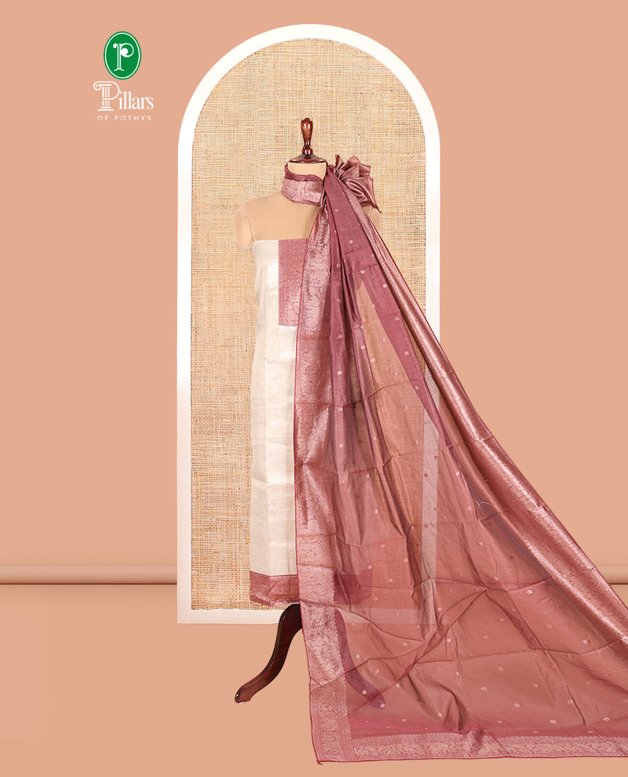 Chikku-Onion Pink Shimmer Tissue Material Chudidar Set