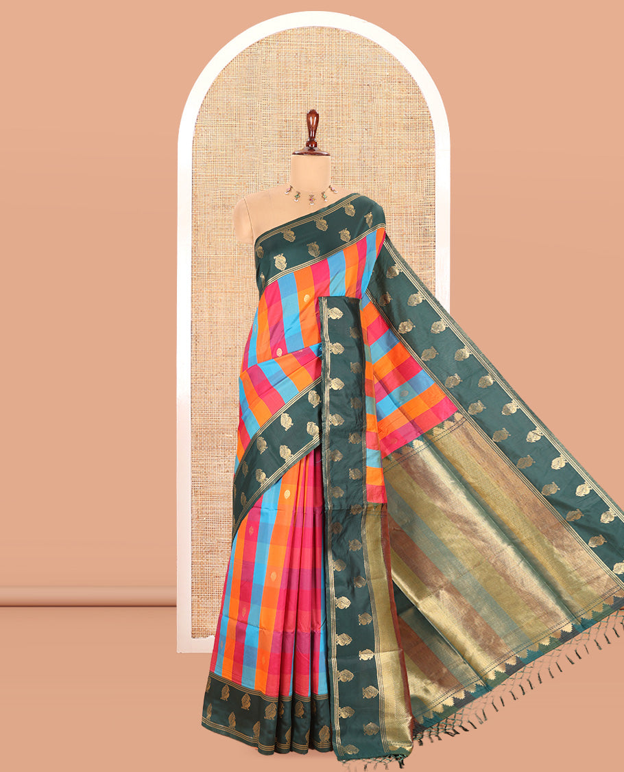 Bottle Green Fancy Softy Silk Saree