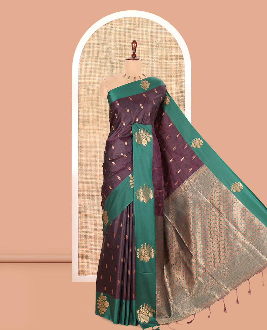 Wine Semi-Luxury Soft Silk Saree
