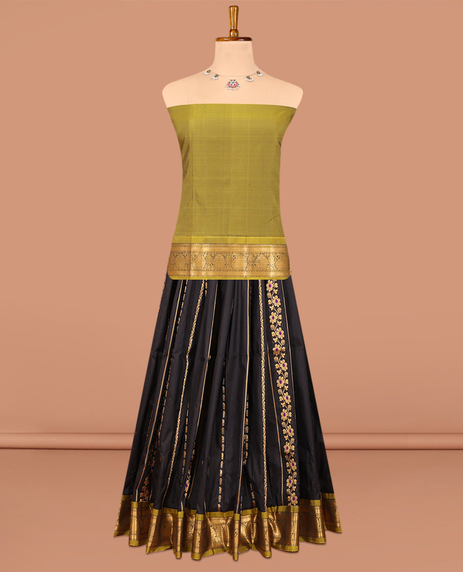Black Pure-Silk Half-Saree