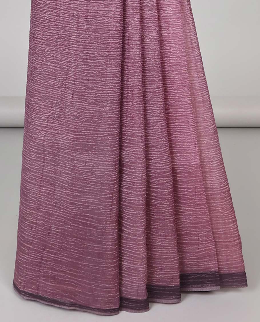 multi-color lake house design printed crush tissue saree with contrast palin border