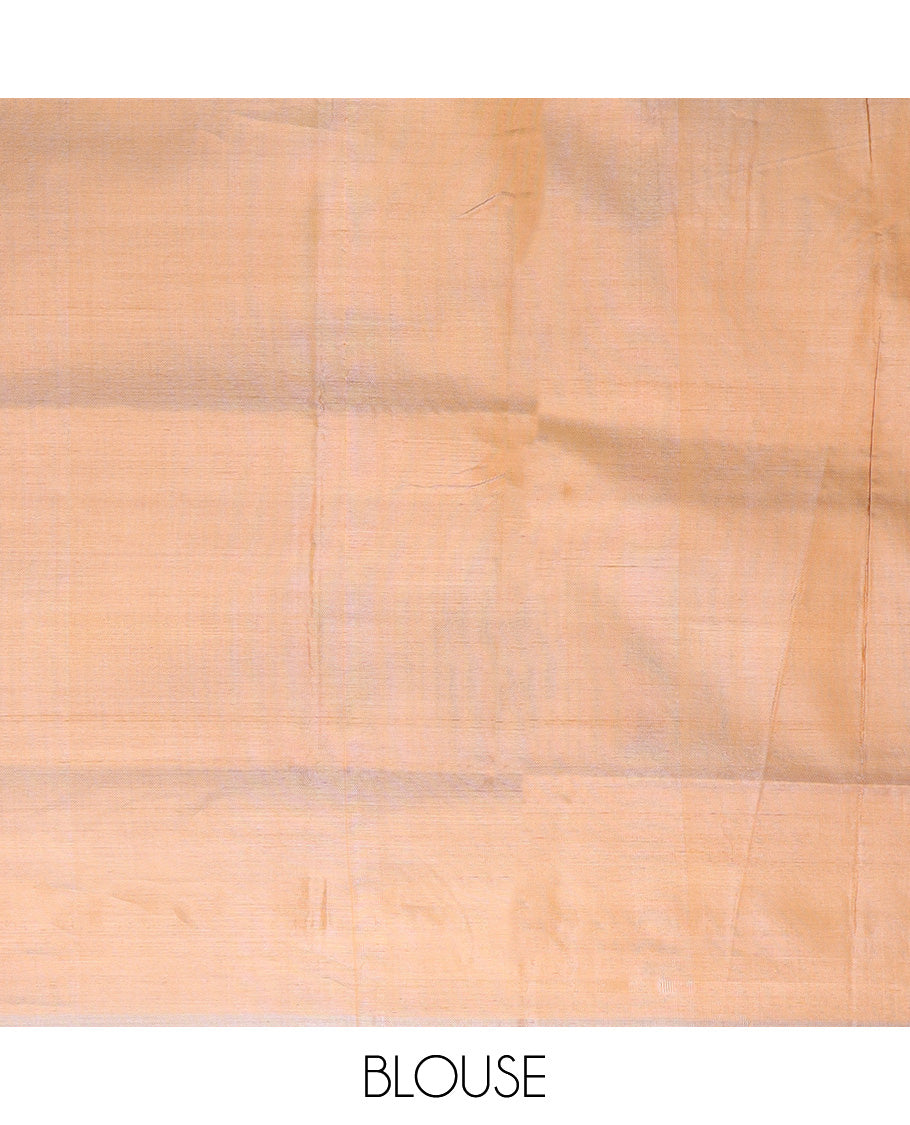 Borderless purple buttas Banana pith saree, contrast pallu of stripes, and resham thread buttas