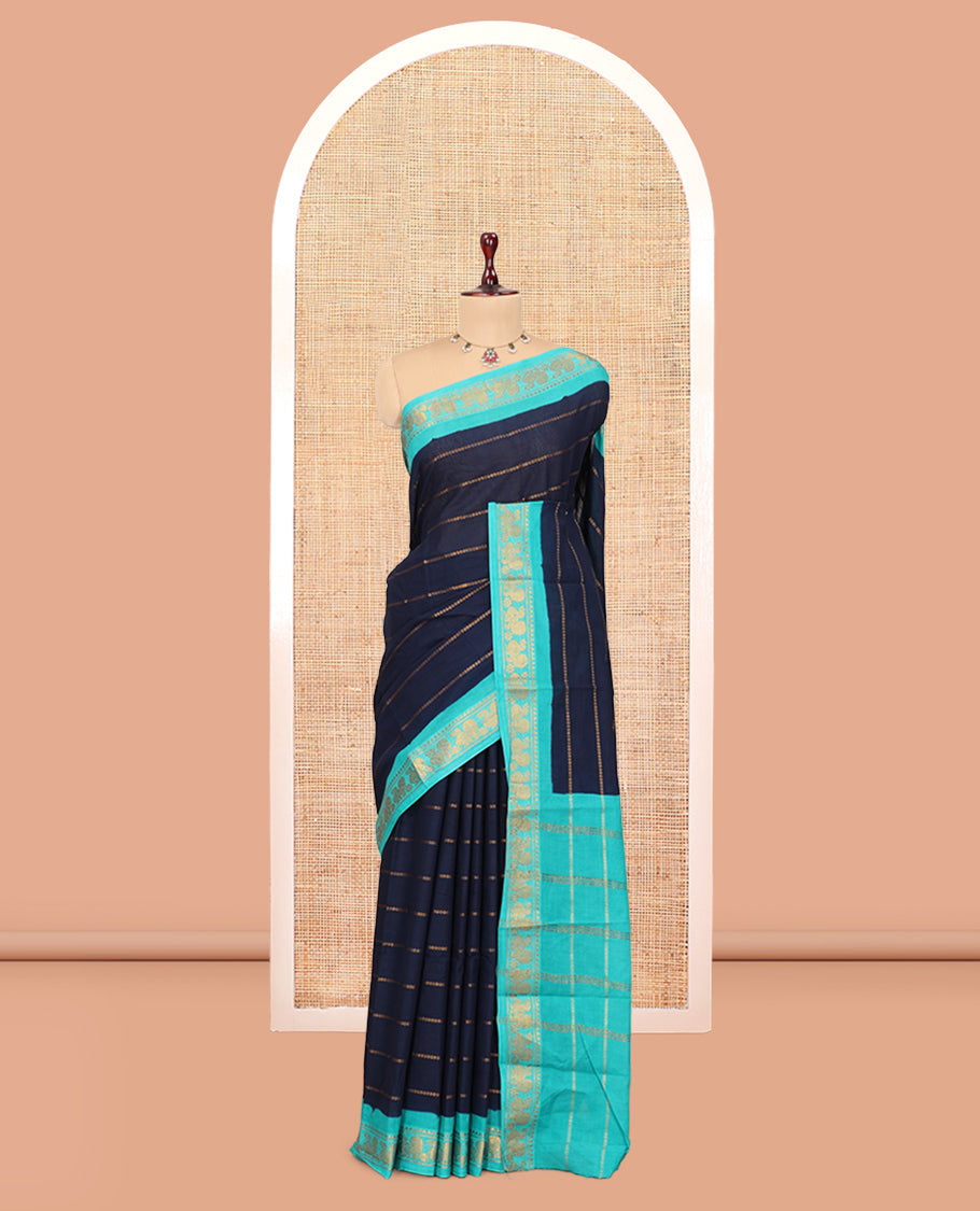 Navy Blue Sungudi Cotton Saree