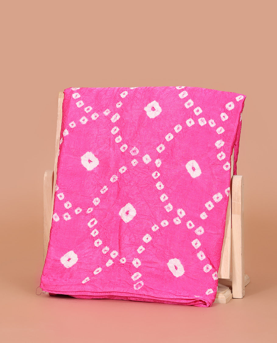 Borderless Pink Bandhani Dola Silk Saree